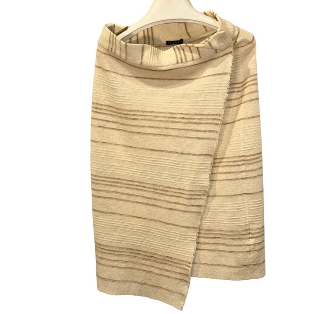 theory GORGEOUS neutral cream serape stripe "linton" wrap skirt S